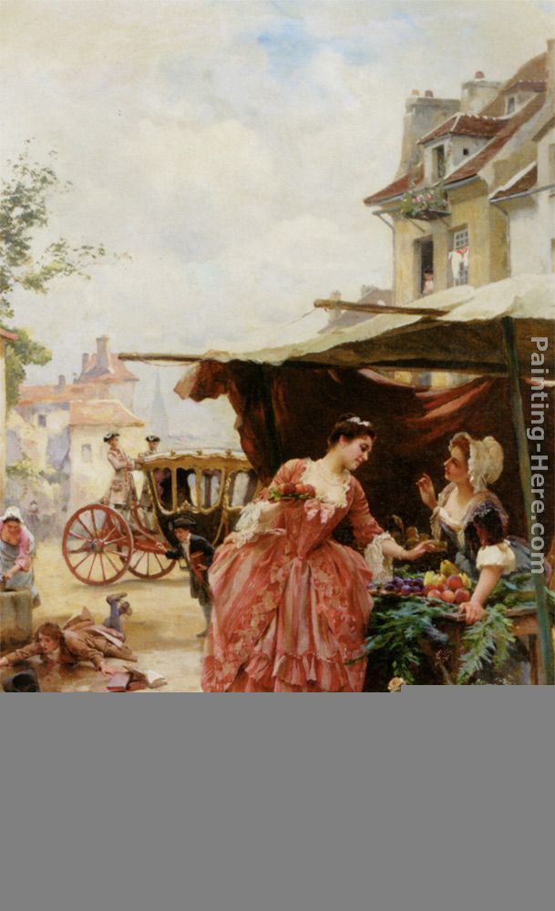 Une Marchande De Fruits et de Fleurs painting - Louis Marie de Schryver Une Marchande De Fruits et de Fleurs art painting